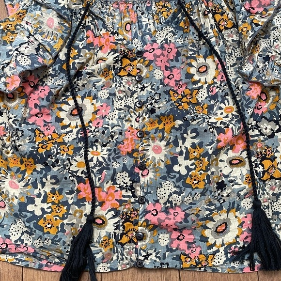 Anthropologie Bishop + Young Nadia Blouse Flutter Sleeve Top Floral Small S - Picture 7 of 7